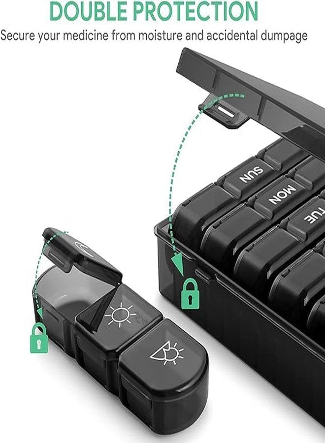 JAMBUVANTI Weekly Medicine Organizer Box 03 Times a Day, Tablets Container Case Travel Pill Box For 07 days | Black | 01 Pcs - Image 5